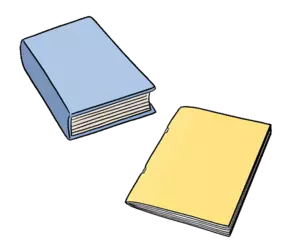 Grafik: Ein Buch und eine Zeitschrift Grafik: Ein Buch und eine Zeitschrift