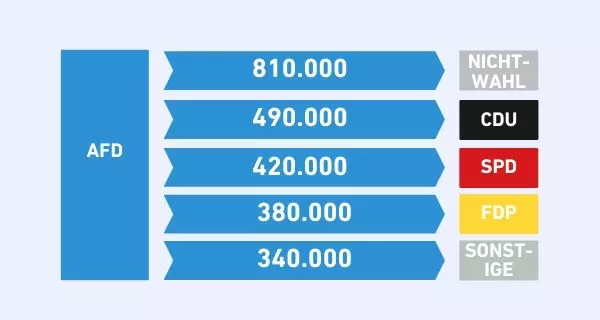 Wählerwanderung AfD. Grafik: LpB BW via Canva Wählerwanderung AfD. Grafik: LpB BW via Canva