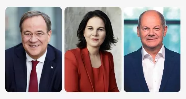 Die Drei im Kampf ums Kanzleramt: Armin Laschet (links), Annalena Baerbock und Olaf Scholz. Fotos: Laurence Chaperon; Gruene.de; Thomas Trutschel, Phototek. Die Drei im Kampf ums Kanzleramt: Armin Laschet (links), Annalena Baerbock und Olaf Scholz. Fotos: Laurence Chaperon; Gruene.de; Thomas Trutschel, Phototek.