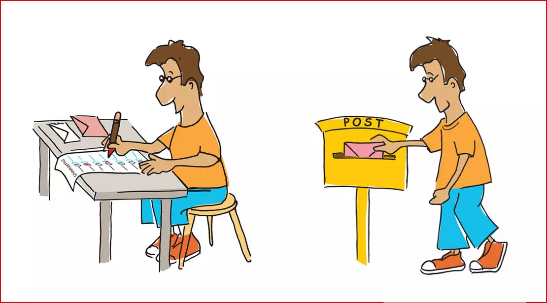 So wählen Sie mit der Brief·wahl: Füllen Sie den Stimmzettel aus. Schicken Sie Ihren Stimmzettel mit der Post zum Rathaus