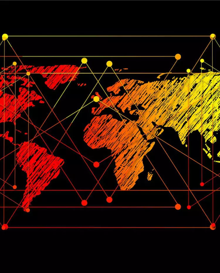 Vorlage_Hochkant Animation einer Weltkarte mit digitalen Linien über die Kontinente. Foto: pixabay|geralt