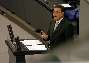 Der damalige Bundeskanzler Gerhard Schröder bei einer Bundestagsrede im Jahr 2005.
